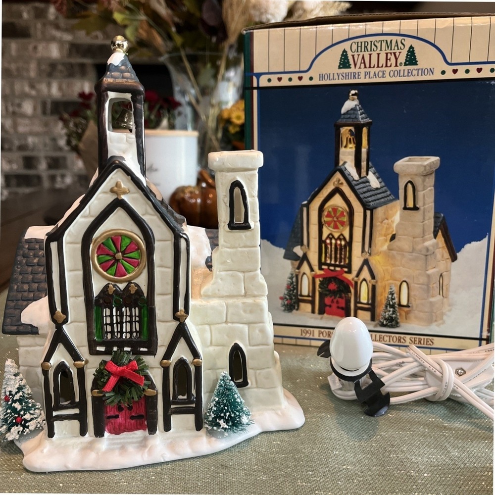 Vintage Lighted Christmas Valley Church Village 1994 Seasonal Specialties